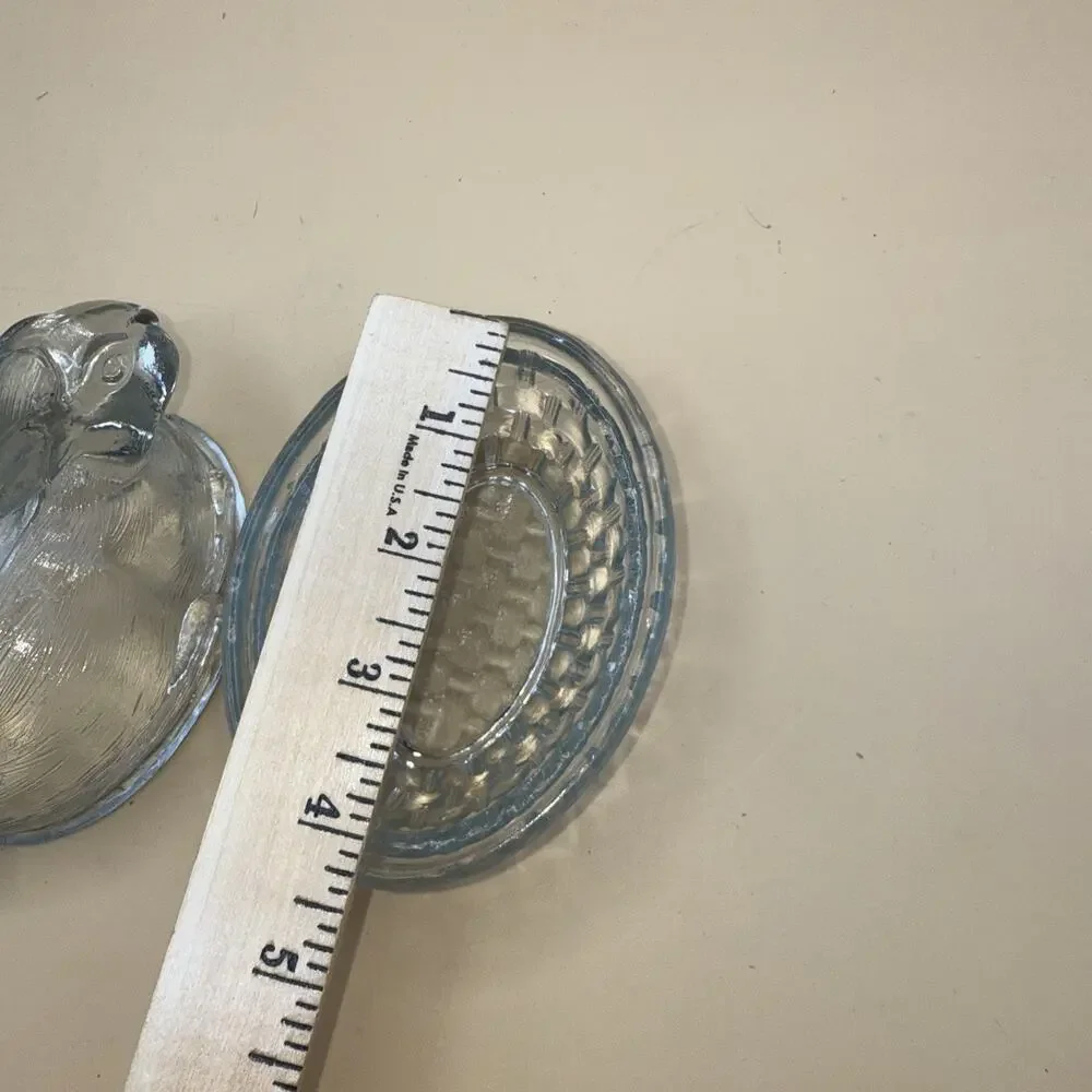 Vintage LE SMITH Glass Bunny Rabbit Covered Candy Dish 4.5